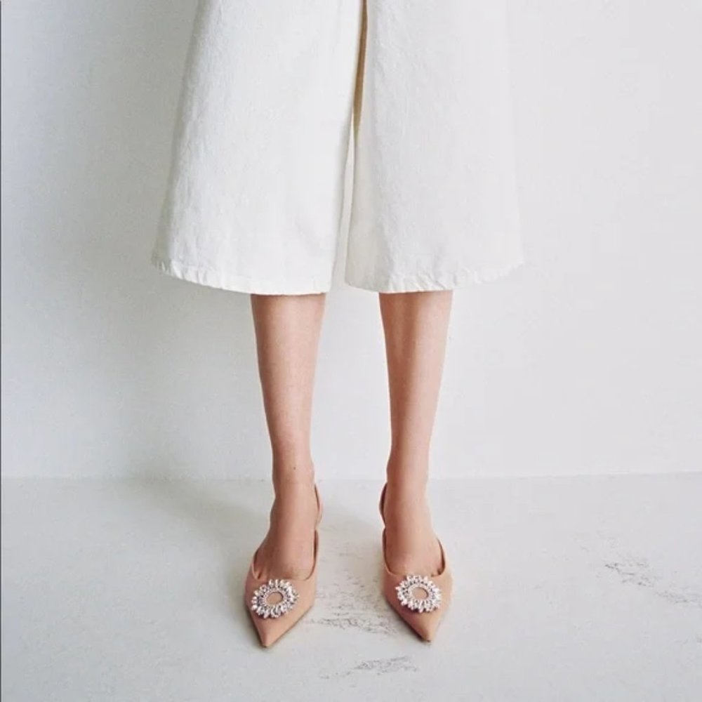ZARA Jewel Trim Kitten Heels